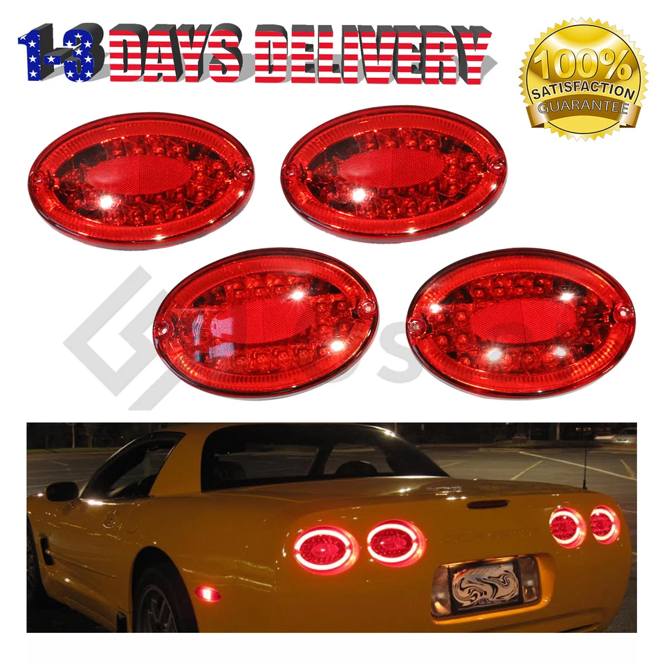 Rear LED Tail Lights Brake Lamp Set of 4 For 1997-2004 Chevrolet C5 Corvette Foto 1 de 4