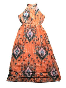 Celina Moon Anthropologie Orange Green Sparkle Sleeveless Long Maxi Tank Dress S - Picture 1 of 8
