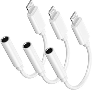 3-Pack Auxiliar Cable Adaptador Convertidor Para Audio De iPhone 8 X Xr Xs 11 12 - Zdjęcie 1 z 7