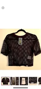 Juicy Couture Mesh Knit Boxy Crop Tee Size XS - Picture 1 of 5