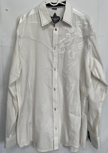Roar Shirt Mens 2XL White Signature Embroidered Button Trent Cotton Stretch - Picture 1 of 10