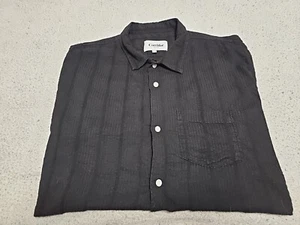Corridor NYC Seersucker Black Button-up Short Sleeve Minimalist Shirt SZ 2XL - Picture 1 of 15