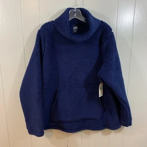 St. John's Bay Sherpa Pullover Navy Blue Petite Plus Soft Sweatshirt 2XLP NEW - Picture 1 of 11