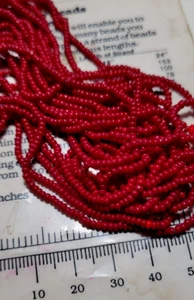 Czech 11/0 Preciosa Round Rocaille RED Glass Seed Beads 70 gms strung-Vtg New - Picture 1 of 7