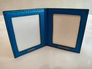 Hermes Mini Foto Bild Etui Ständer Leder blau Vintage 9,5*6,5 cm - Bild 1 von 13