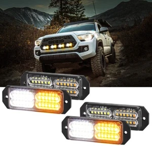 4x LED Flashing Strobe Light Grille Light Amber/White For Truck Trailer Pickup - Picture 1 of 12