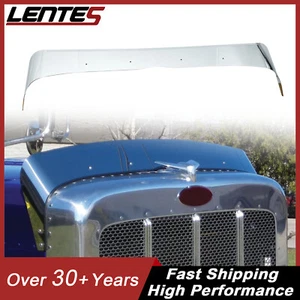 New For 1993-2007 Peterbilt 378/379 Stainless Steel Hood Shield Bug Deflector - Picture 1 of 5