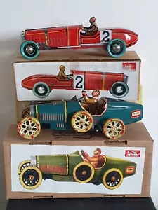 Paya Rennwagen 970 Bugatti Fahrer Uhrwerk Made in Spain Blechspielzeug Neu OVP - Bild 1 von 10