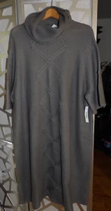 AVENUE TURTLE NECK ,CABLE KNIT SHORT SLEEVE GRAY SWEATER (SZ: 24/26) - Picture 1 of 5