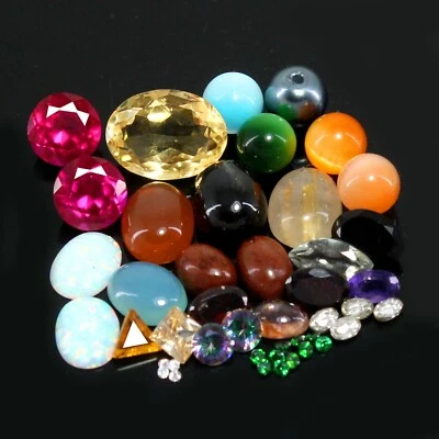 Certified Natural Diamond Ruby Emerald Sapphire Tourmaline Citrine 46 Pcs Gems - Image 1 of 4