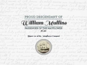William Mullins - Mayflower Pilgrim Conmemorativo 8x10 Impresión Certificado - Imagen 1 de 2