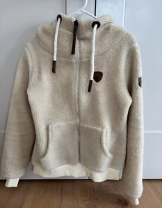 Wanakome Zeus Oatmeal Sherpa Hoodie Jacket full zip Women's size M - Picture 1 of 14