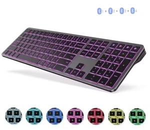 Bluetooth Backlit Wireless Keyboard Multi-Device for Laptop iPad Tablet MAC - Picture 1 of 6