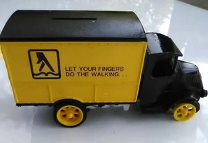 Ertl 1926 gelb/schwarz gelbe Seiten Mack Bulldogge Druckguss Spielzeug Autobank - Bild 1 von 9