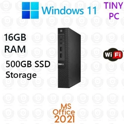 Computadora de escritorio pequeña Dell Optiplex 3020M i5-4590T 500 GB SSD 16 GB RAM Win 11 Office21 Foto 1 de 3