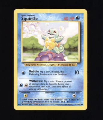 SQUIRTLE 63/102 POKEMON NINTENDO TCG BASE SET - Image 1 of 2