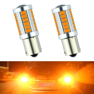 BAU15S PY21W 1156 LED Canbus 33-SMD Brake/Turn Signal/Tail Light Amber Yellow - Image 1 of 4