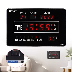 Digitaluhr LED Digital Mit Wanduhr Datum Kalender Temperaturanzeige Schwarz 220V - Bild 1 von 12