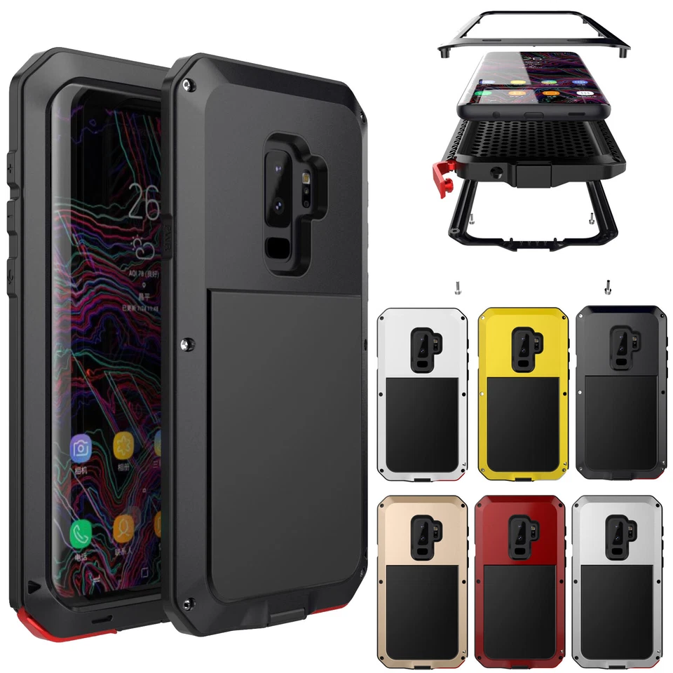 防震橡胶铝金属盔甲外壳 保护套 适合三星 S22 Ultra/S10/S19 — 第 1/4 张图片