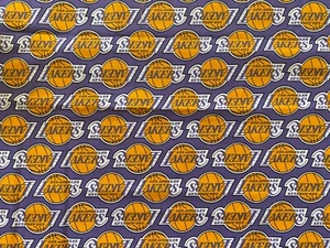 NBA Los Angeles Lakers Retro 100% Cotton Fabric by Quarter Yard 9" x 44" - Picture 1 of 1
