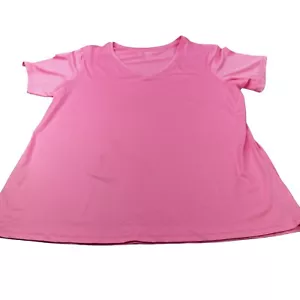 Athletic Works Women's Size XXL 20 Tee Shirt Stretch V-Neck Short Sleeve Pink - Picture 1 of 13