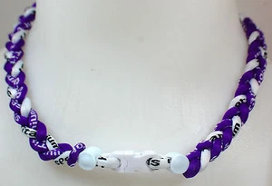 NEW! 20" Custom Clasp Braided Sports Purple White Tornado Necklace Twisted Neon - Picture 1 of 1