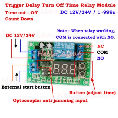 DC12V 24V Trigger Countdown Timing Timer Delay Turn Off Relay Switch Time Module - Image 1 of 4