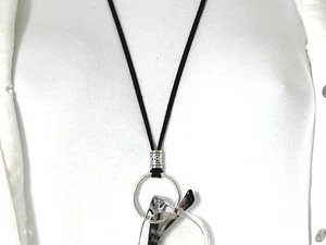Black Faux Suede Eyeglass Necklace, Reading Glasses Chain, Sunglasses Holder - Picture 1 of 9