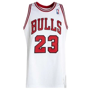 MITCHELL & Ness chicago bulls 1995-96 MJ MICHAEL JORDAN autentica MAGLIA BIANCA - Foto 1 di 19
