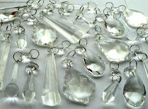 25 Chandelier Prisms Cut Glass Crystals Drops Light Lamp Parts Sun Catcher Retro - Picture 1 of 12