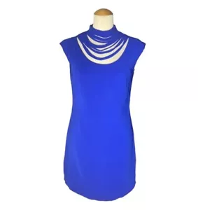 Versace Collection Abito Donna Tessuto Royal Blue Mini Dress Size 8 - Picture 1 of 7