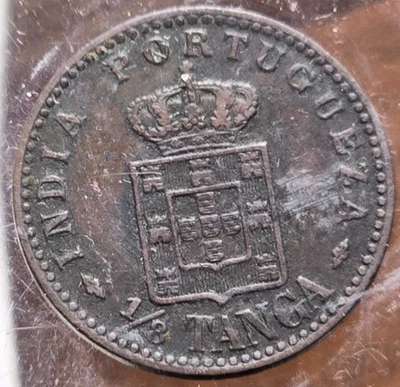 INDIA (Portuguese) 1/8 Tanga 1901 - Bronze - VF - RARE COIN! - Image 1 of 3