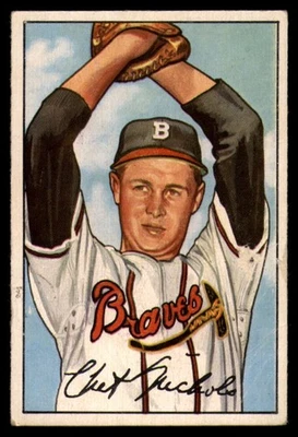 1952 Bowman #120 Chet Nichols VG Very Good RC Rookie Bos Braves         ID:92680 - Image 1 of 2