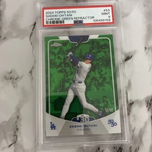 SHOHEI OHTANI 2024 TOPPS CHROME GREEN REFRACTOR 50/50 HR#30 /99 PSA Mint 9 - Bild 1 von 1