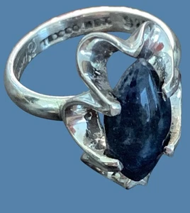 Taxco Mexiko Sterlingsilber Ring blauer Sodalith signiert Faus R 925 Größe 5 schön gebraucht, in einwandfreiem Zustand - Bild 1 von 14