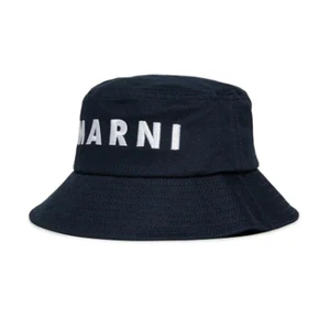 Sombrero cubo de algodón azul marino unisex para niños Marni con logotipo talla única - Imagen 1 de 10