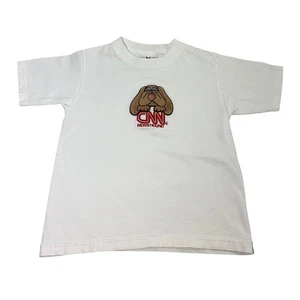 CNN Newshound T Shirt Childs XS Tee White Short Sleeve Embroidered Top - Picture 1 of 7