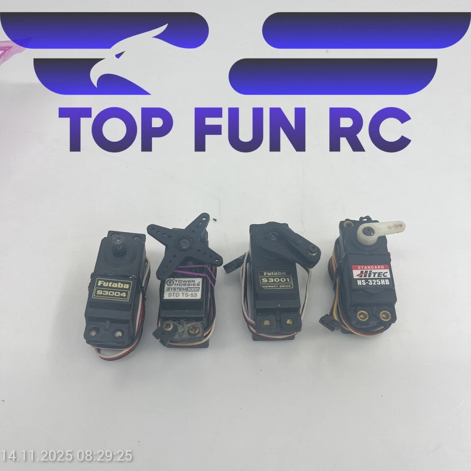 HITEC, FUTABA & TOWER HOBBIES SERVO LOT S3004, STDTS-53, S3001, HS-325HB TESTED! - Image 1 of 1