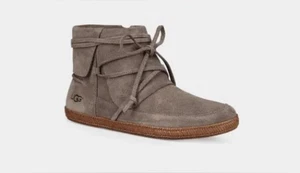 UGG Boots Reid Damen 11 schiefergrau Wildleder Bootie Mokassin flach Seitenreißverschluss Komfort - Bild 1 von 16