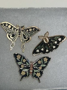 3pc Butterfly Moth Moon Flower Brooch Pin Enamel Lapel Badge Backpack jewelry - Picture 1 of 6