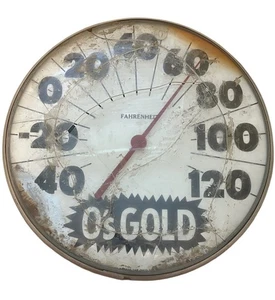 Vintage O's Gold Farm Seed Corn Round Advertising Thermometer SIGN - Picture 1 of 4