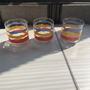 vintage Libby juice glasses low ball set of 3 beautiful stripe design - Bild 1 von 5