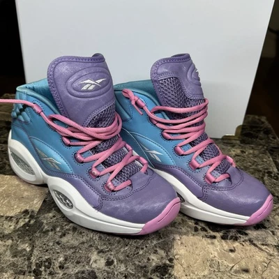 Reebok Question Mid Easter Violet Pink Blue Sneakers  Girls Size 6.5 US - Image 1 of 4