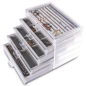 Extra Large Acrylic Jewelry Box for Women 5 Layers Clear Jewelry Organizer Ve... - Picture 1 of 6