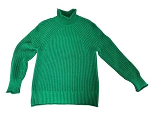 J Crew Relaxed Rollkragen Pullover Damen Gr. S Kelly Green Grobstrick Classic - Bild 1 von 10