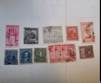 Venezuela Used 1904 to 1957 Stamps Postal Fiscal Revenues Partial Lot of  10 + 3 - Image 1 of 4