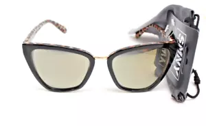SMNY by Steve Madden Black Leopard Cat Eye Sunglasses w Case 100%UV 52185SMN104 - Picture 1 of 6