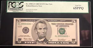 2003 $5 Star ⭐️ FEDERAL RESERVE NOTE San Francisco -L ⭐️Gem uncirculated 65 PPQ - Picture 1 of 4