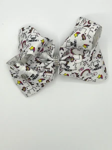 JoJo Siwa Large Hair Bow Clip White with Magical Unicorns Rhinestone Coupler - Picture 1 of 5