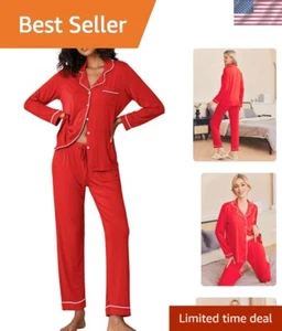 Ultra Soft Viscose Women's Pajamas Set - Stylish Button-Down Sleepwear XS-XXL - Picture 1 of 7